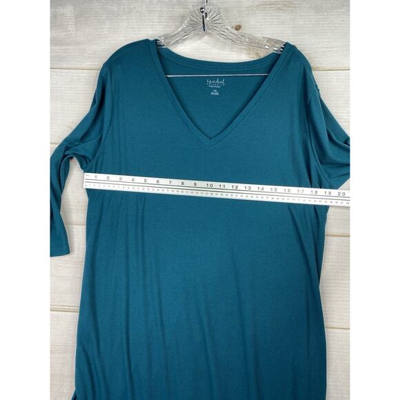 Isabel Maternity By Ingrid & Isabel Dress XXL Green 3/4 Sleeve Side Ruching - Picture 4 of 8
